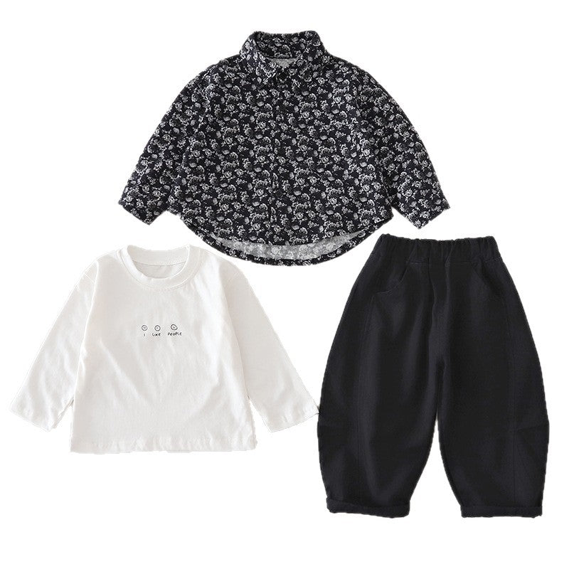 Floral shirt long sleeved three piece set for babies