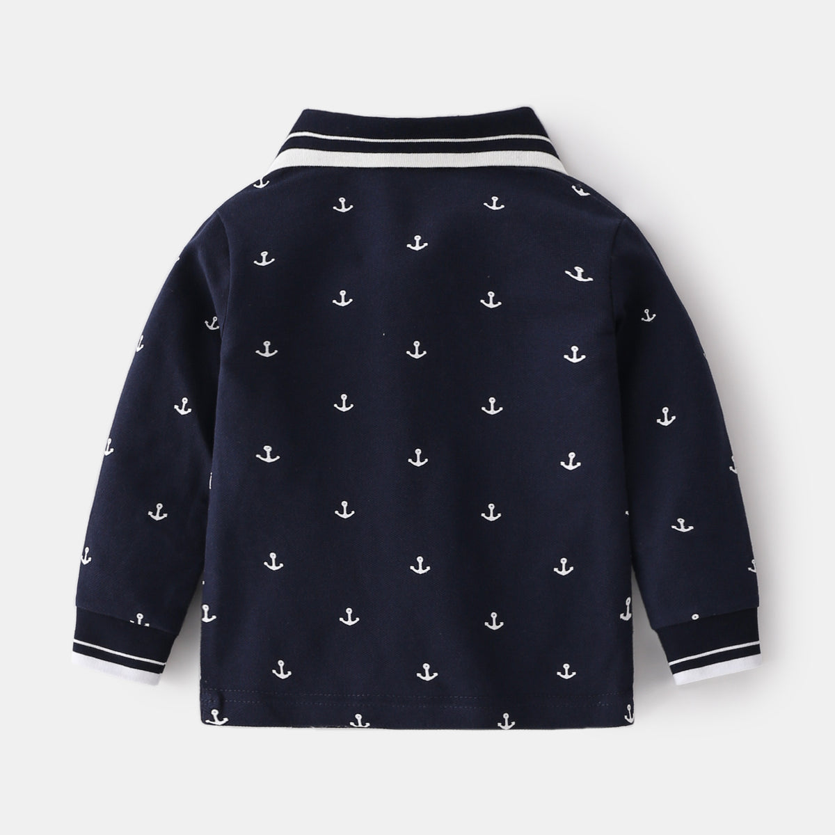 Blue and White Collar Cool Trendy Cute Daily School Boy Long Sleeve Shirt