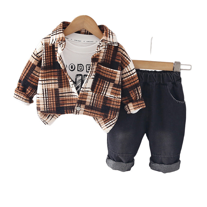 Children and babies casual long sleeved three piece set