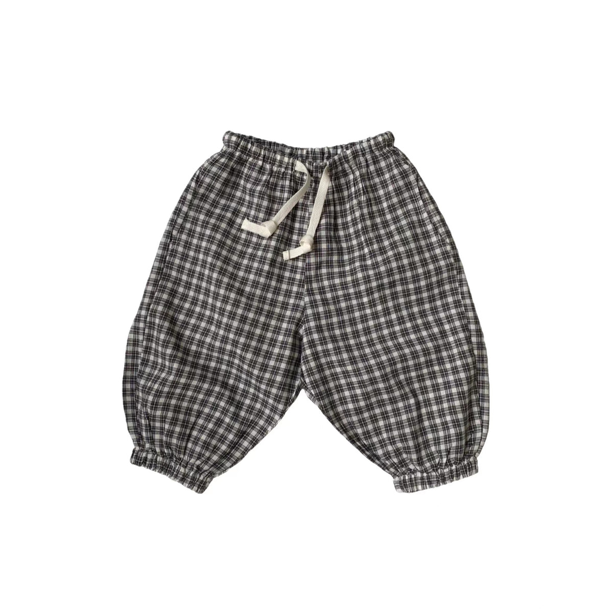 Plaid lace up drawstring pants