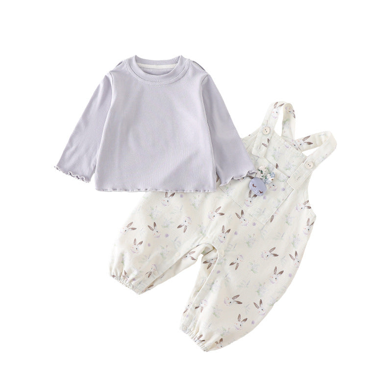 Girl's Spring Floral Overalls Set, Cute and Stylish Outfit for Babies, Adorable and Charming Baby Clothing