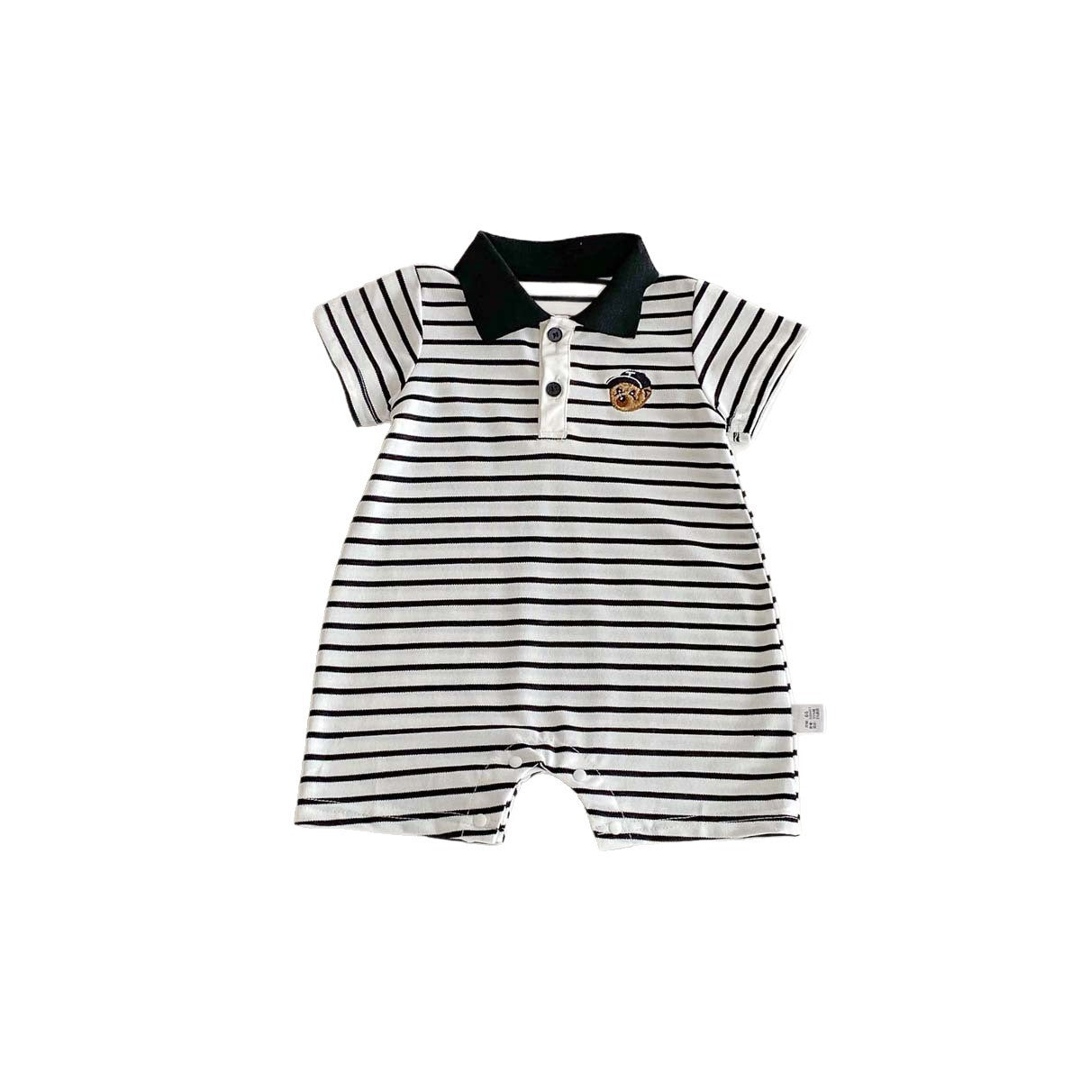 Summer Baby Clothes Romper for Boys Lightweight Polo Bodysuit, Striped Crawling Suit for 100-Day Babies