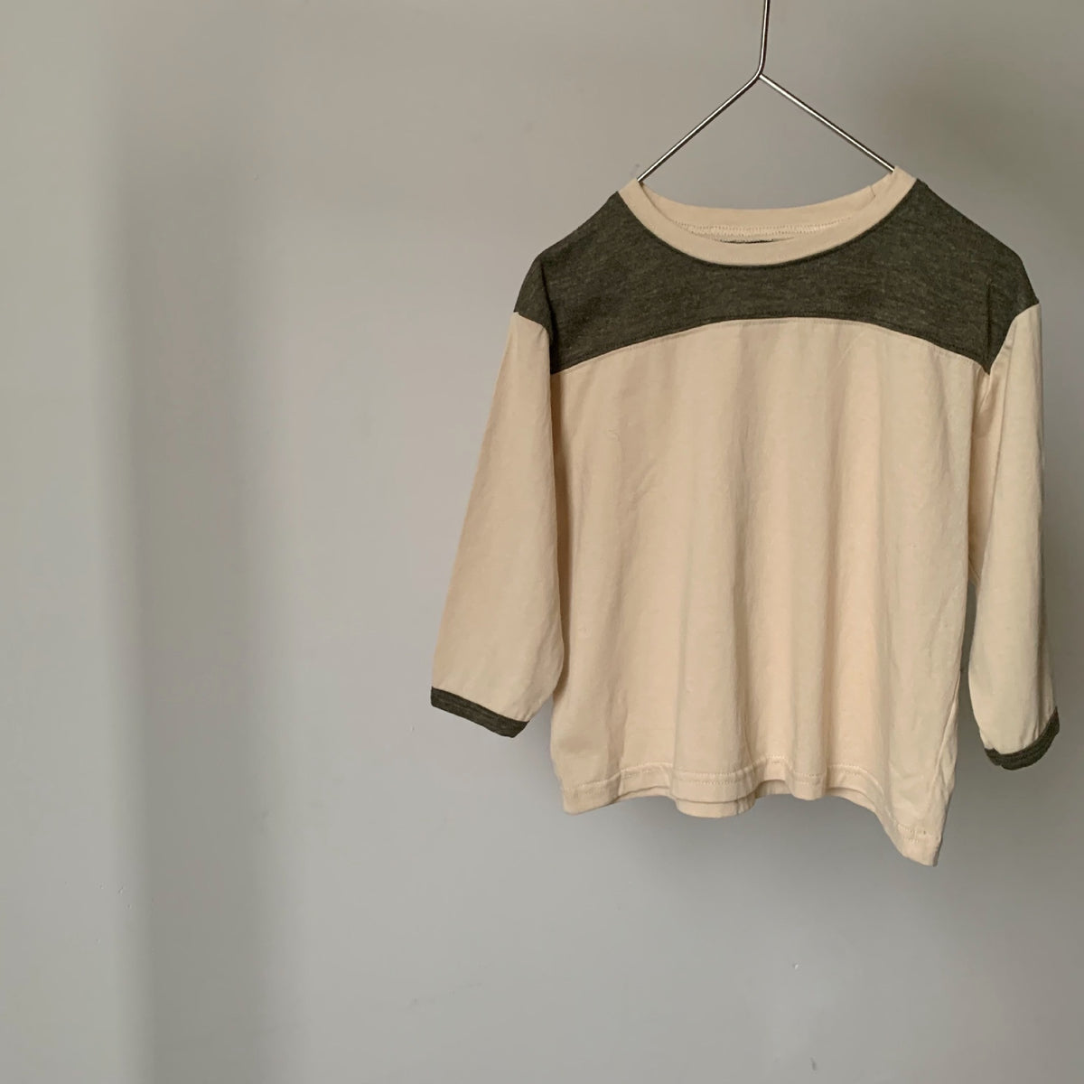 Men's and women's baby spliced round neck T-shirt