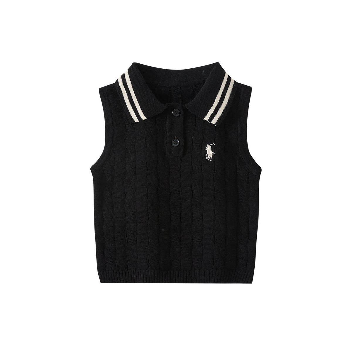 Summer New  Stylish Polo Neck Vest for Babies, Casual Versatile Lightweight Breathable Knitwear