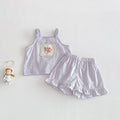 Polka Dot Embroidered Strap  Casual Shorts Set for Babies and Toddlers