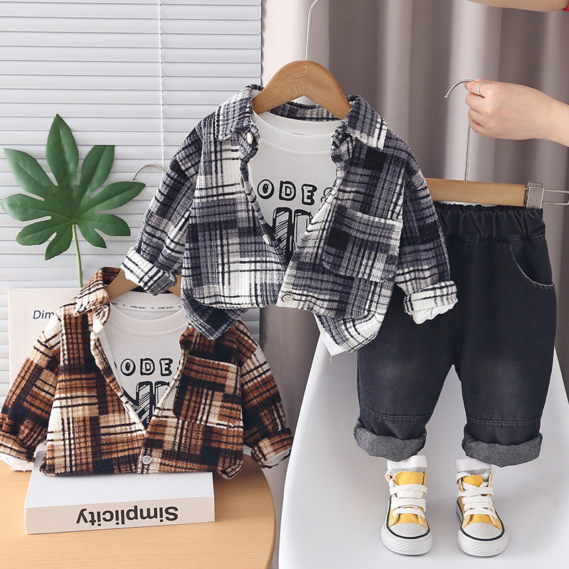 Children and babies casual long sleeved three piece set