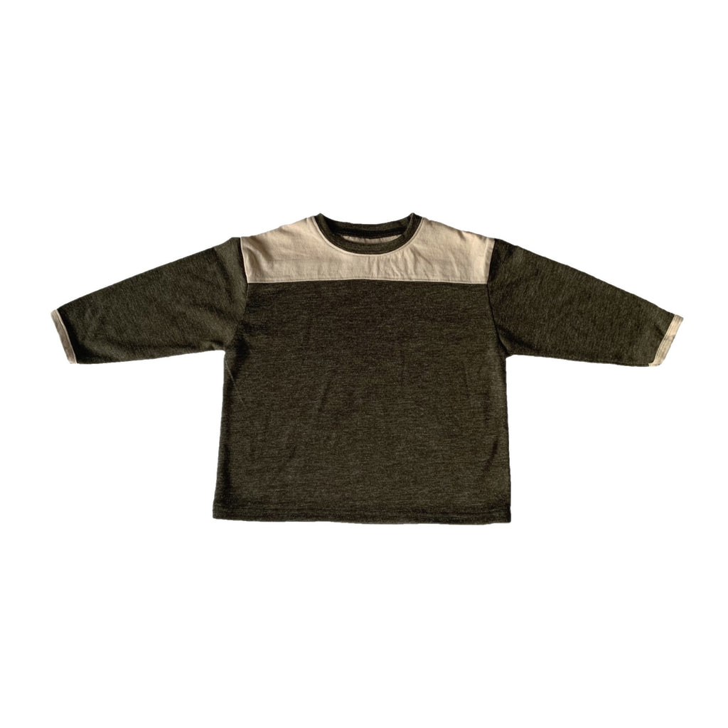Men's and women's baby spliced round neck T-shirt