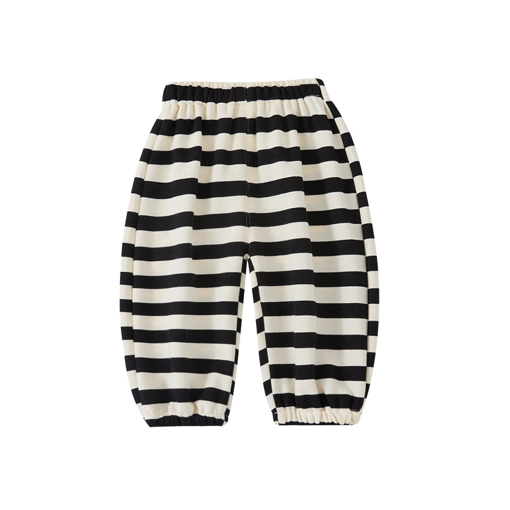 Autumn New Knitted Striped Pants for Babies and Toddlers, Fashionable Versatile Pants with 3D Pockets