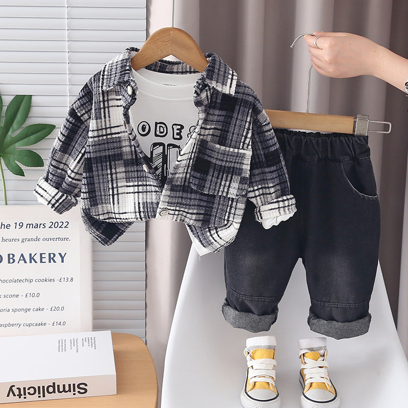 Children and babies casual long sleeved three piece set