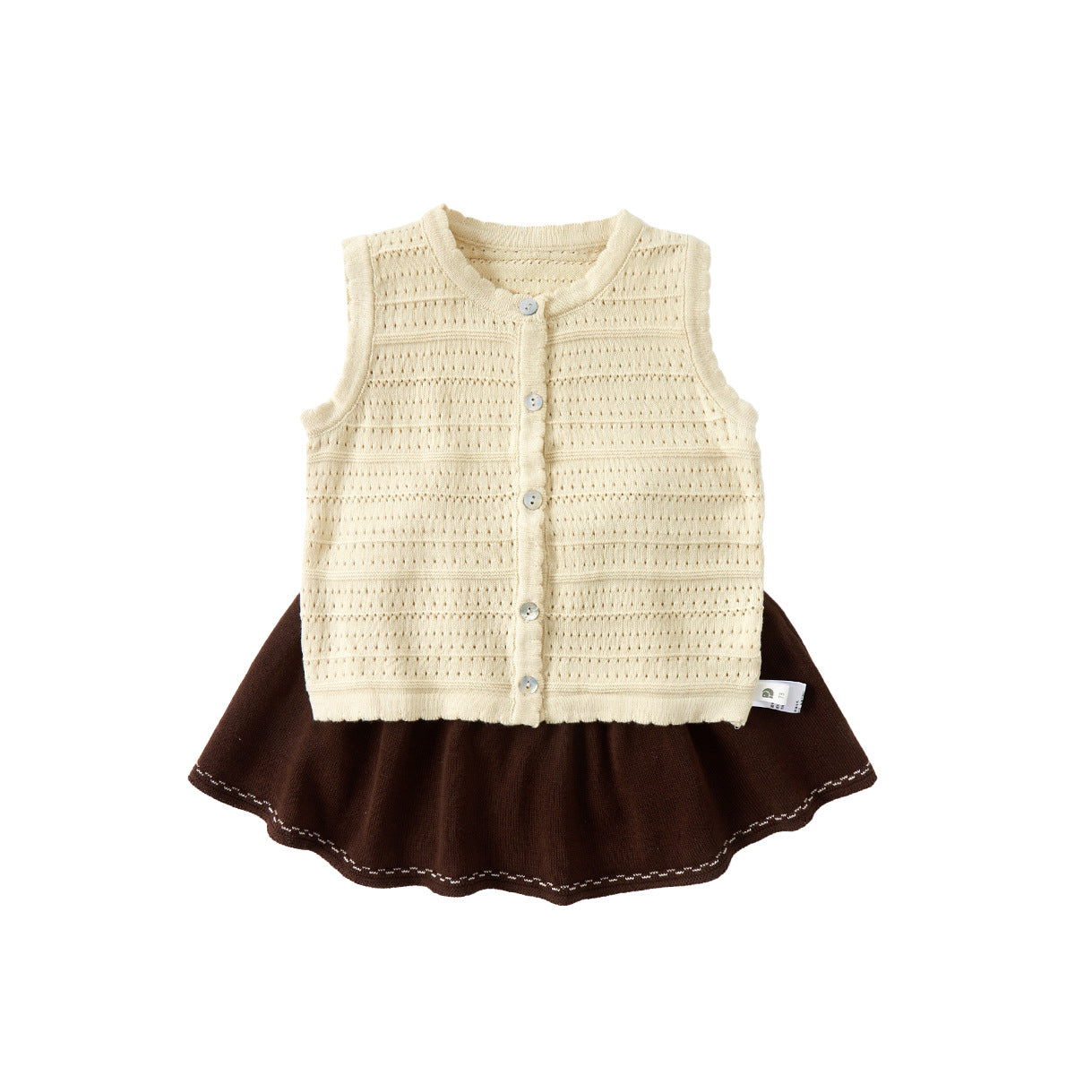 Simple Sleeveless Knitwear Set for Babies, Summer Casual and Versatile Vest and Shorts Two-Piece Set