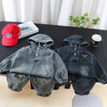 Solid color denim long sleeved two-piece set