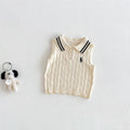 Summer New  Stylish Polo Neck Vest for Babies, Casual Versatile Lightweight Breathable Knitwear