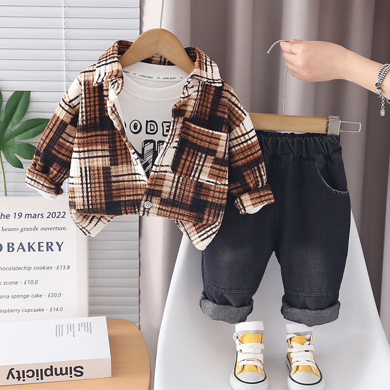 Children and babies casual long sleeved three piece set